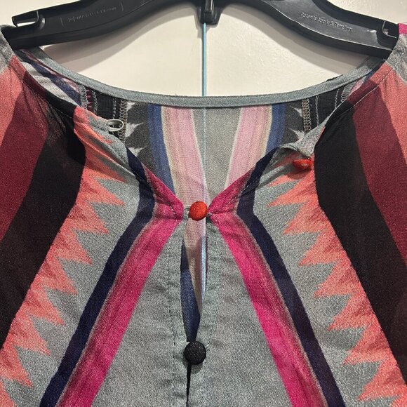 Anthropologie x Bl^nk London Miranda Peasant‎ Geometric Blouse Women’s Size XS - Picture 7 of 8